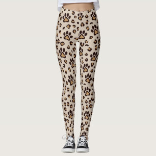 Leggings Motif Empreinte de Patte de Léopard Animal
