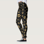 Leggings Motif Empreinte de patte Noir et Vieux Or Imprimé (Gauche)