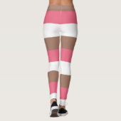 Leggings Motif en bande Mocha Brown rose blanc (Dos)