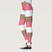 Leggings Motif en bande Mocha Brown rose blanc (Gauche)