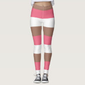 Leggings Motif en bande Mocha Brown rose blanc (Devant)