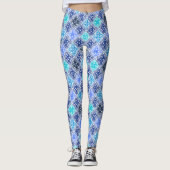 Leggings Motif en carrelage marocain peint en bleu (Devant)