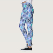 Leggings Motif en carrelage marocain peint en bleu (Gauche)