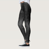 Leggings motif en cuir noir usé et patiné (Gauche)