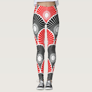 Leggings Motif en demi-cercle noir et rouge