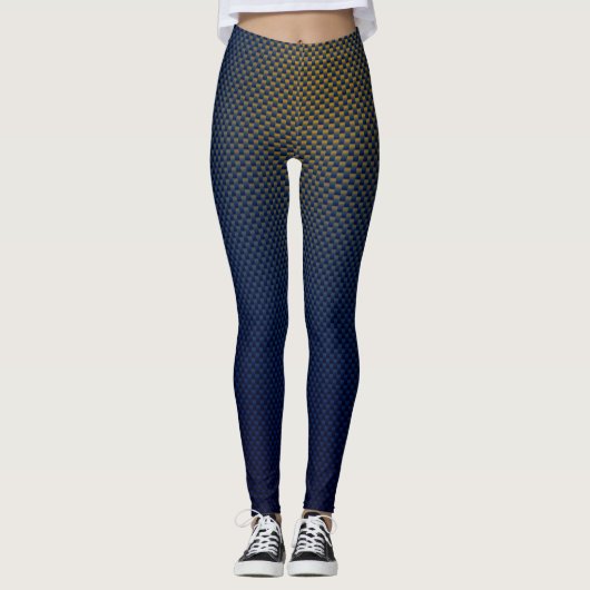 Leggings motif en fibre de carbone noire jaune pâle (Devant)