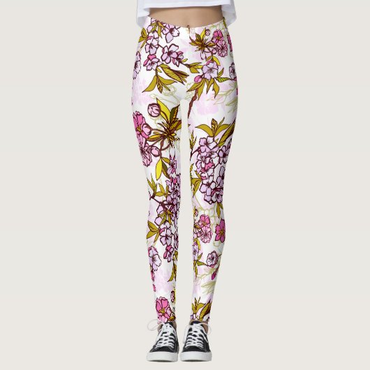 Leggings Motif en fleurs de cerisiers (Devant)