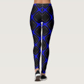 Leggings Motif en forme de diamant, bleu et noir, (Dos)