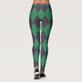 Leggings Motif en gras noir et vert arlequin chèques (Dos)