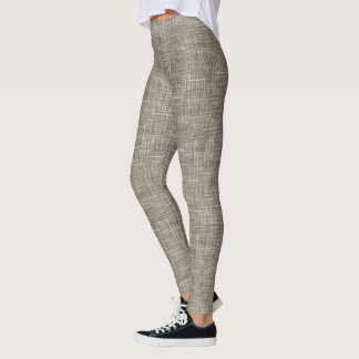 Leggings Motif en lin tweed marron