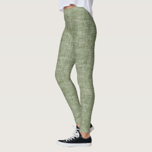 Leggings Motif en lin Tweed vert sauge