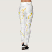 Leggings Motif en marbre blanc gris doré (Dos)
