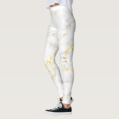 Leggings Motif en marbre blanc gris doré (Gauche)