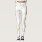 Leggings Motif en marbre blanc gris doré (Devant)