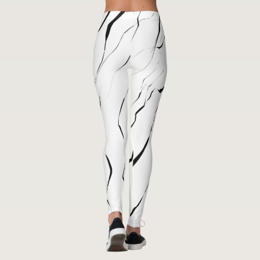 Leggings Motif en marbre blanc noir moderne (Dos)
