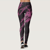 Leggings Motif en marbre noir rose magenta classique (Dos)
