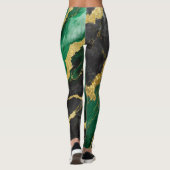 Leggings Motif en marbre vert avec or (Dos)