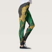 Leggings Motif en marbre vert avec or (Droite)