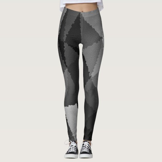 Leggings Motif en mosaïque noire et blanche (Devant)
