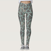 Leggings Motif en mosaïque vert pâle et gris (Devant)