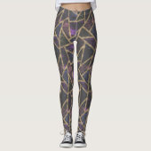 Leggings Motif en mosaïque violet et or (Devant)
