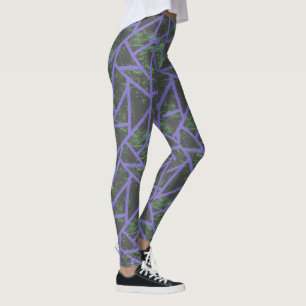 Leggings Motif en mosaïque violet et verte
