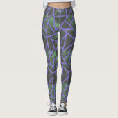 Leggings Motif en mosaïque violet et verte (Devant)