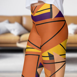 Leggings Motif en mosaïque violet foncé