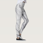 Leggings Motif en pierre de marbre blanc noir Abstrait acti (Droite)
