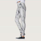 Leggings Motif en pierre de marbre blanc noir Abstrait acti (Gauche)