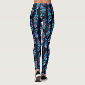 Leggings Motif en plume noir et turquoise (Dos)