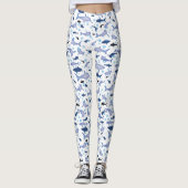 Leggings Motif en silhouette de requin blanc et bleu (Devant)