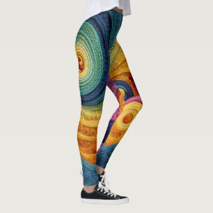 Leggings Motif en spirale abstrait Texture de tourbillon 3D