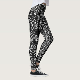 Leggings Motif en tissu boueux noir et blanc