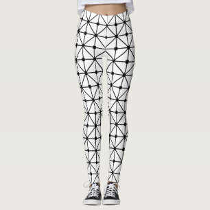 Leggings Motif en treillis blanc noir