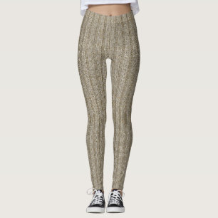 Leggings Motif en tricot rayé Jersey dans un beige doux