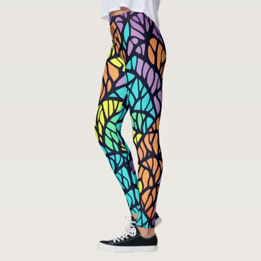 Leggings Motif en verre Abstrait géométrique arc-en-ciel (Gauche)