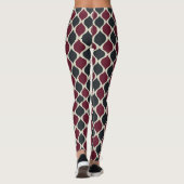Leggings Motif en vert couleur cerise et olive et blanc (Dos)