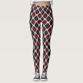 Leggings Motif en vert couleur cerise et olive et blanc (Devant)