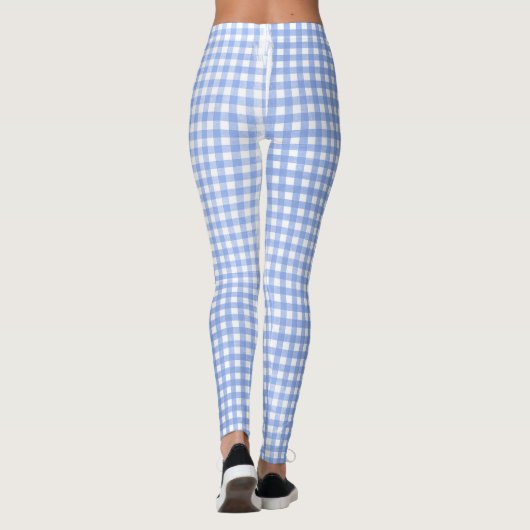 Leggings motif en vichy bleu et blanc (Dos)
