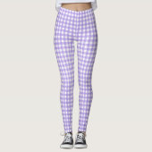 Leggings motif en vichy violet blanc (Devant)
