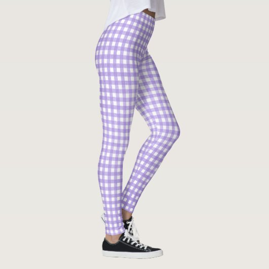 Leggings motif en vichy violet blanc (Droite)