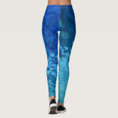 Leggings motif en vitrail abstrait bleu et vert (Dos)