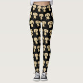 Leggings Motif enduit doux crème de chien de bande dessinée (Devant)