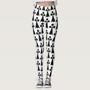 Leggings Motif Ermine, Motif Médiéval, Noir sur Blanc