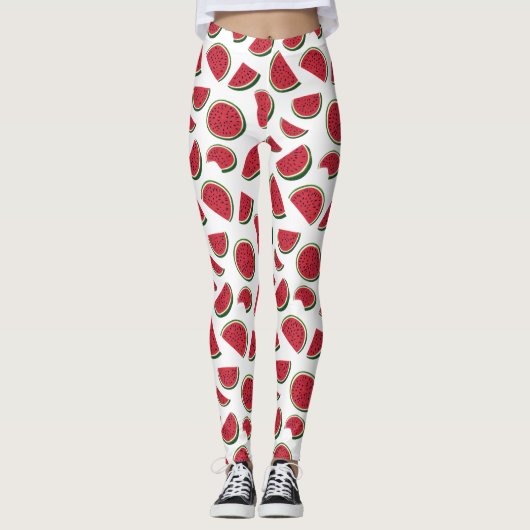 Leggings Motif Estival de Tranche de Pastèque (Devant)