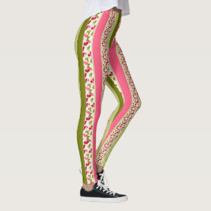 Leggings Motif estival lumineux de rayures de couleur multi