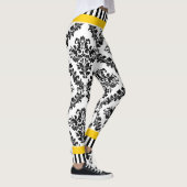 Leggings Motif et rayures damassé jaune et noir blanc (Droite)