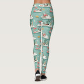 Leggings Motif Été Rétro Flamingo au Bord de la Piscine (6) (Dos)