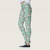 Leggings Motif Été Rétro Flamingo au Bord de la Piscine (6) (Gauche)